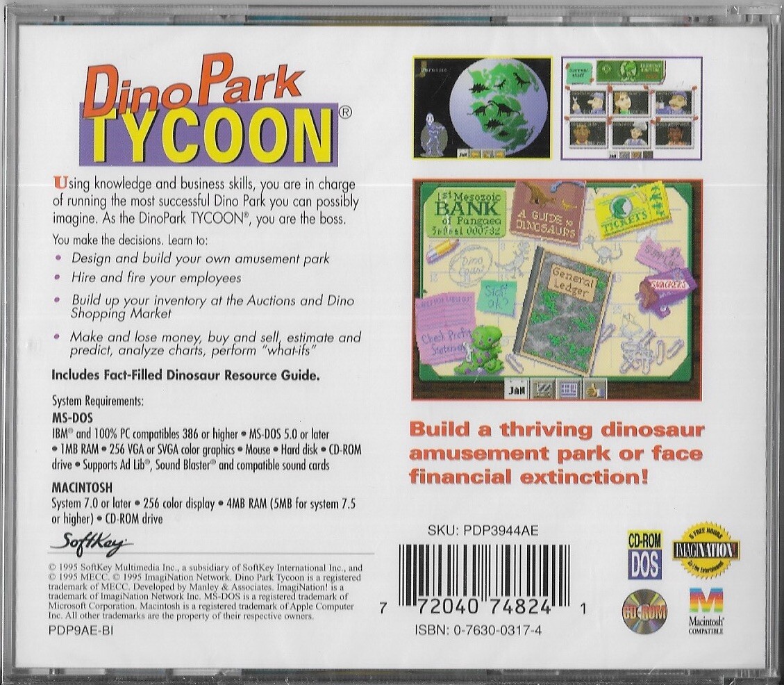 DinoPark Tycoon (Cd, 1995) Brand New Sealed!