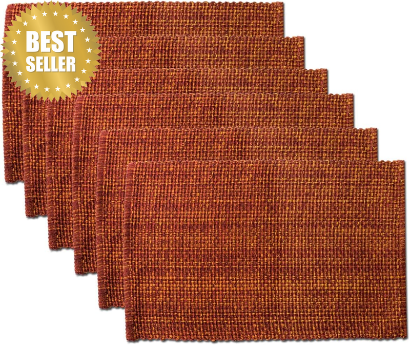 100% Cotton Placemats for Dining Room Rectangle Two Tone Woven Fabric 13" X 19"