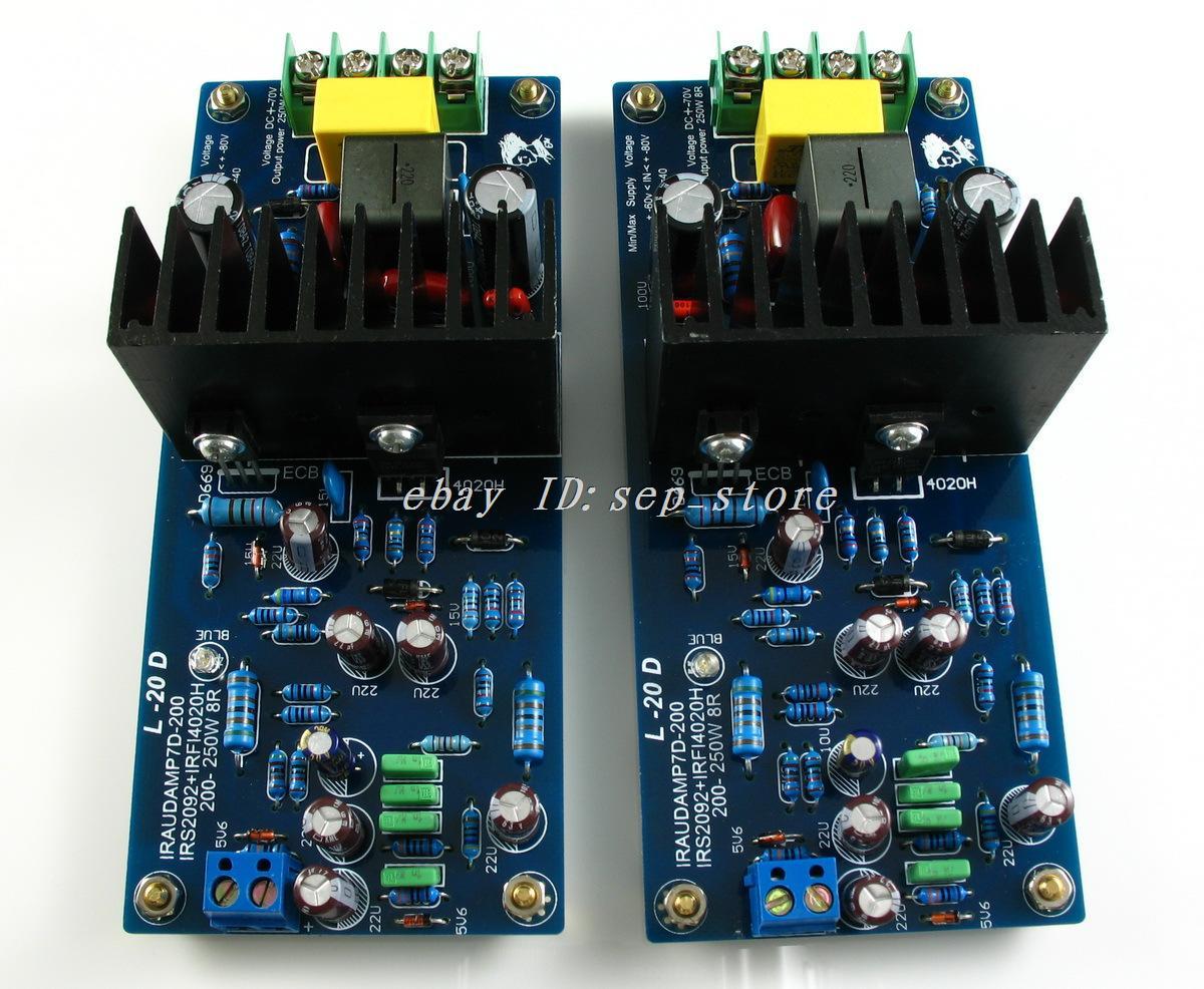 Assembled LJM L20D IRS2092 Top Class D amplifier board 200 ... 2 ohm load diagram 