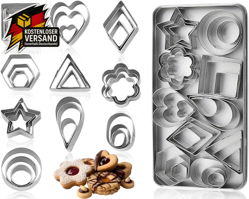 Mini Keksausstecher Set Edelstahl Geometrisch Plätzchen Formen 30 Stück
