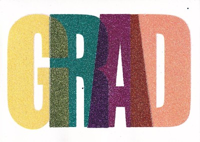 PAPYRUS GRADUATION CARD NIP MSRP $5.95 GLITTER GRAD CARD (M6)