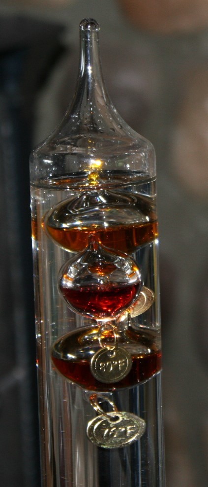 Enchanted Gardens Patio 17 Inch Galileo Thermometer Multi Color Floats Gold Tags