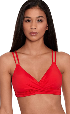 Ralph Lauren Twist-Front Underwire Bra Bikini Top Red Size 8