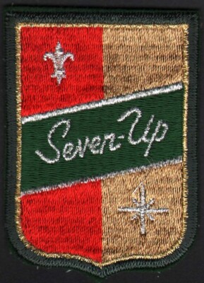 Vintage uniform patch SEVEN UP die cut shield unusual one new old stock n-mint+
