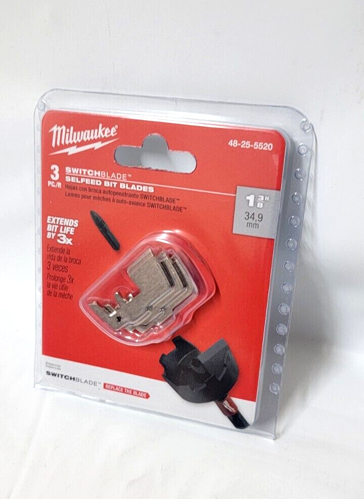 Milwaukee 1-3/8 Switchblade Self Feed Replacement Blades Pack of 3 - Fast Ship!!