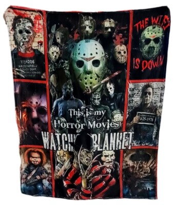 Halloween Horror Movie Watching Fleece Blanket 40'' X 50'' - New Sealed