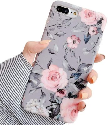 Case for iPhone 8 Plus/ 7 Plus flower design Thin flexible transparent TPU
