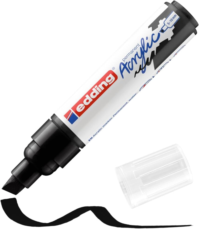 5000 Acrylic Marker Broad - Black - 1 Waterproof Acrylic Paint Marker - Chisel N