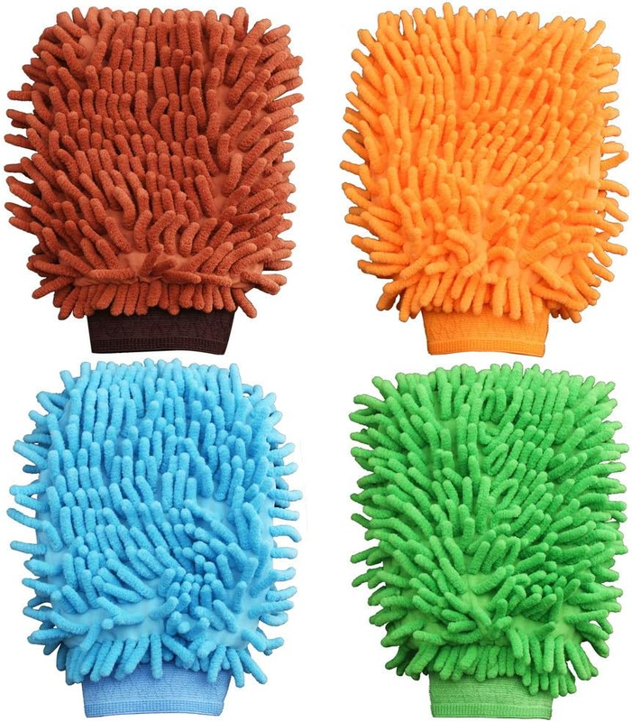 4 Pcs Microfibre Noodle Car Wash Mitts, Double Sided Easy to Use Car Washing Sup