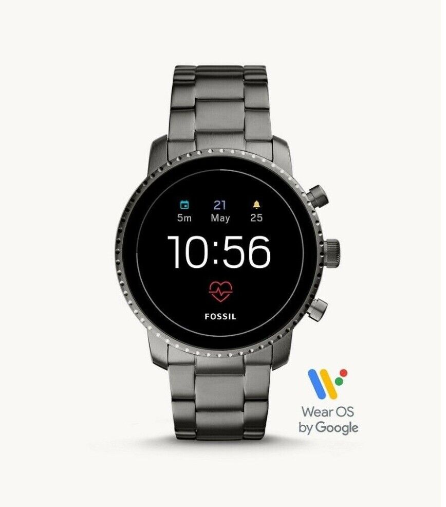 FOSSIL Carlyle HR FTW4024 Smartwatch - Smoke, Stainless Steel Strap, google gen5 | in