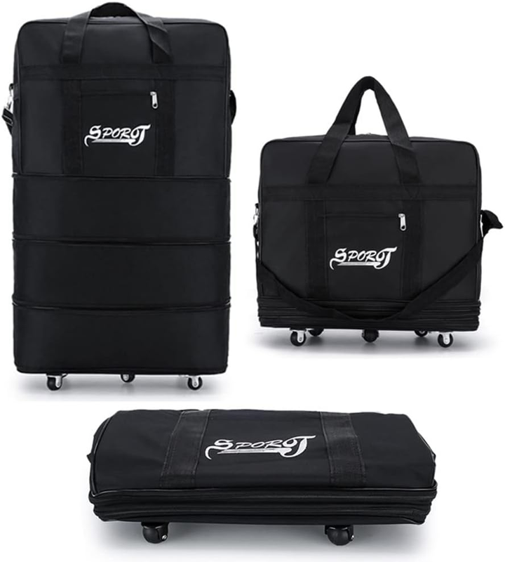 Expandable Extra Large Travel Oxford Duffel Bag with Wheels Waterproof Lightweig
