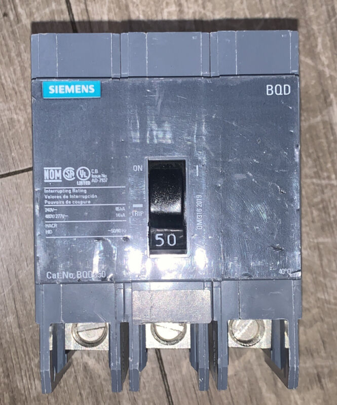 ITE Siemens BQD BQD350 3 Pole 50Amp 480Volt Bolt-On Circuit Breaker