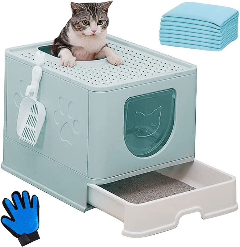 Pan With Lid Enclosed Cat Potty With Drawer Top En