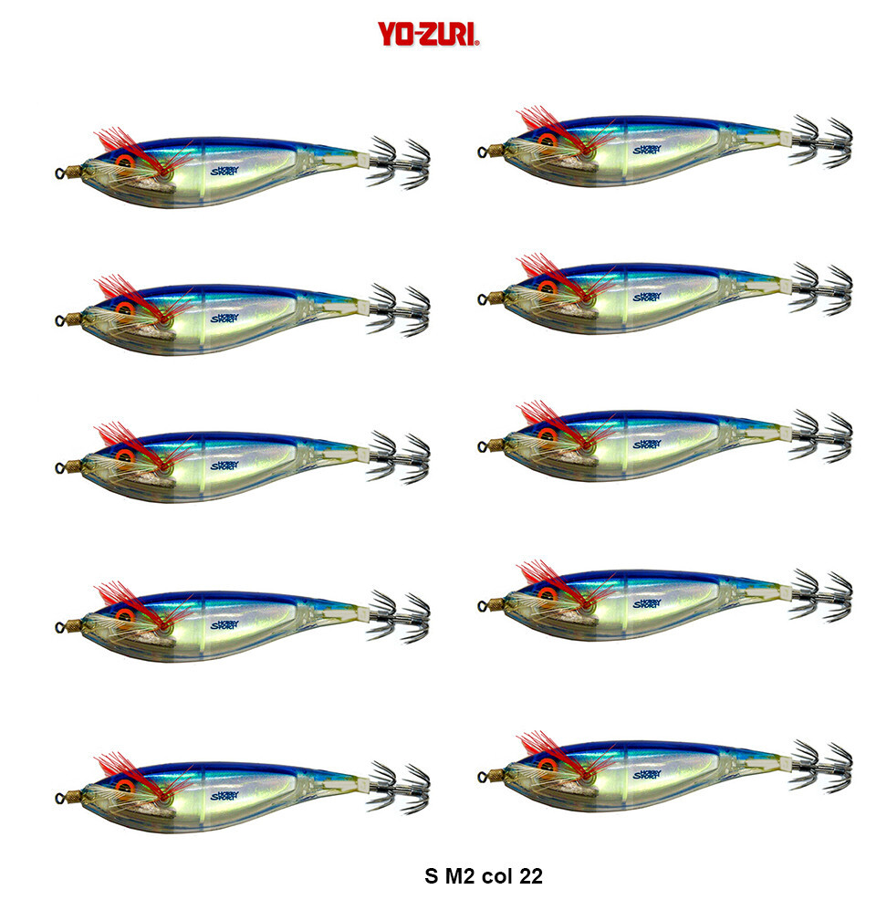 10 TOTANARE  IN PLASTICA YO ZURI ULTRA SIZE S COL 22 BLUE PESCA SEPPIA CALAMARO