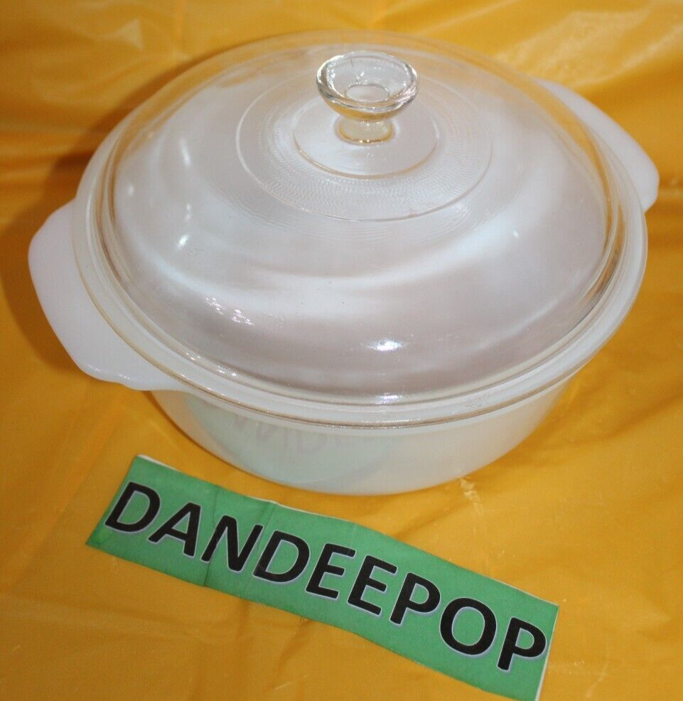 Vintage Fire King 1-1/2 Quart White Milk Glass Covered Bowl Casserole Ovenware
