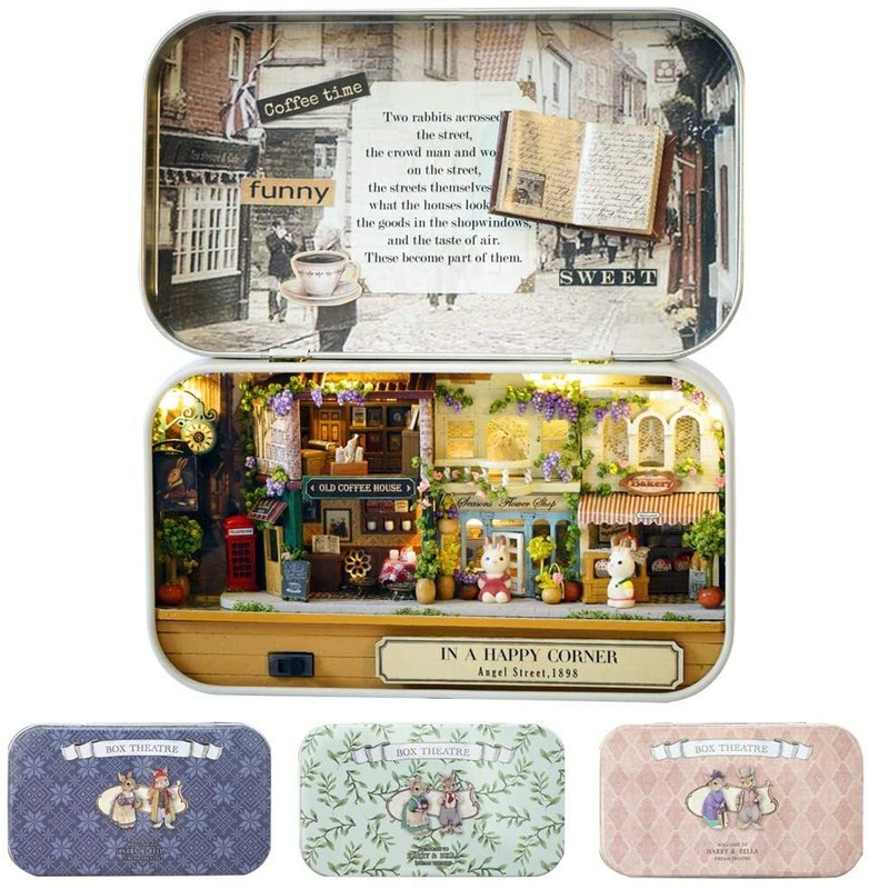 Miniature Box Theater Doll House with Furniture, 1:24 DIY Dollhouse