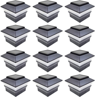 Iglow 12 Pack Black Outdoor Garden 4 X 4 Solar LED Post Deck Cap Square Fence Li
