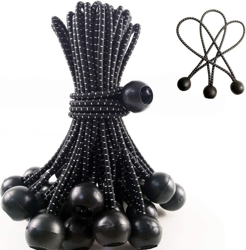 50-Pack 6" Heavy Duty Bungee Cords with Balls - UV Resistant Elastic Tie Downs f