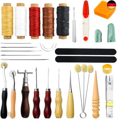 BGTXINGI 25-teiliges Handwerkzeug-Set für Lederhandwerk, Handnähen, N