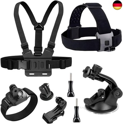 YEHOLDING 8 in 1 Action Cam Zubehör Kit, Einstellbare Länge Brustgurt, K
