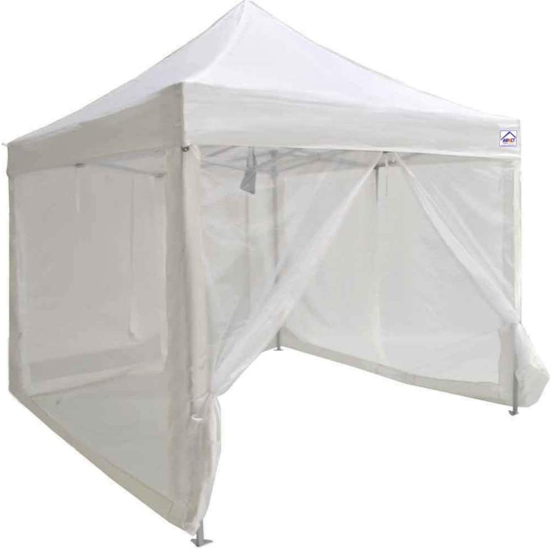 Zippered Mesh Sidewalls for 10' X 10' Pop-Up Tent Canopy, Wh
