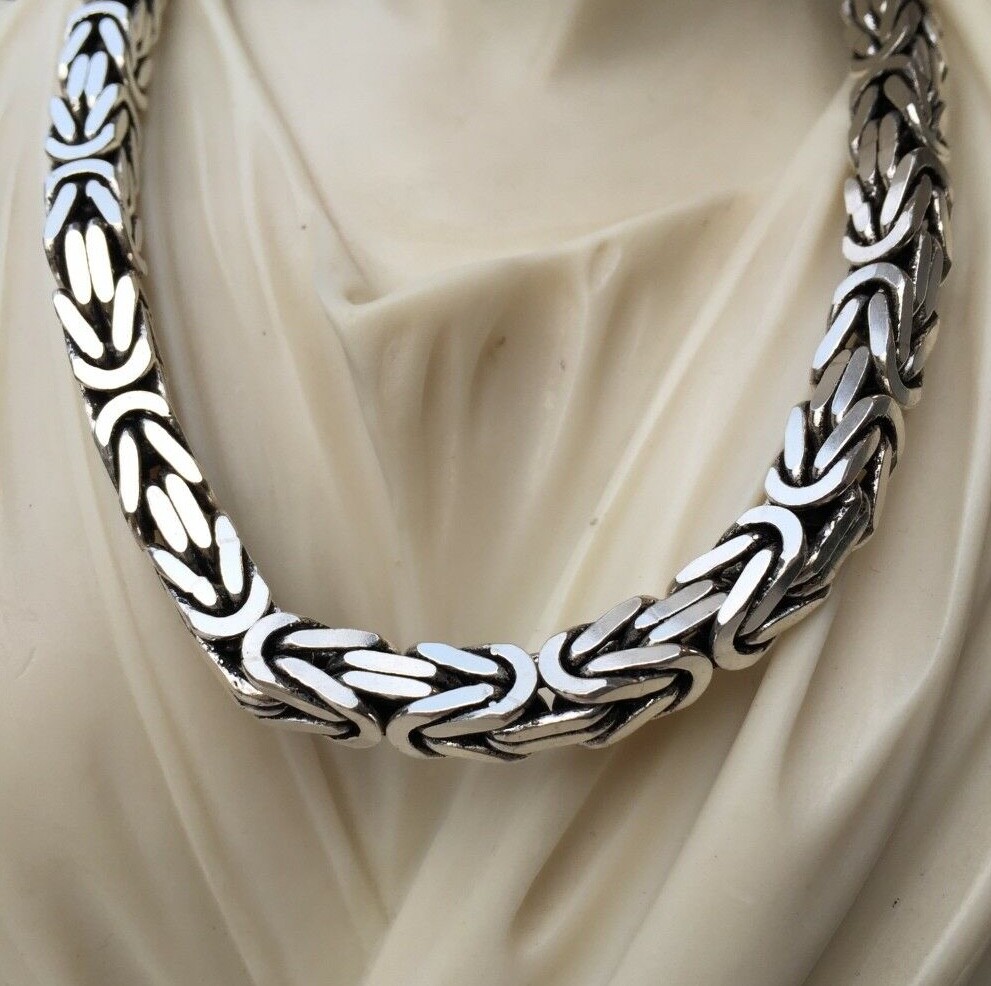 Pre-owned Handmade Mens King Box Chains Necklace Oxide Real 925 Sterling Silver 10mm 355gr 26 Inch