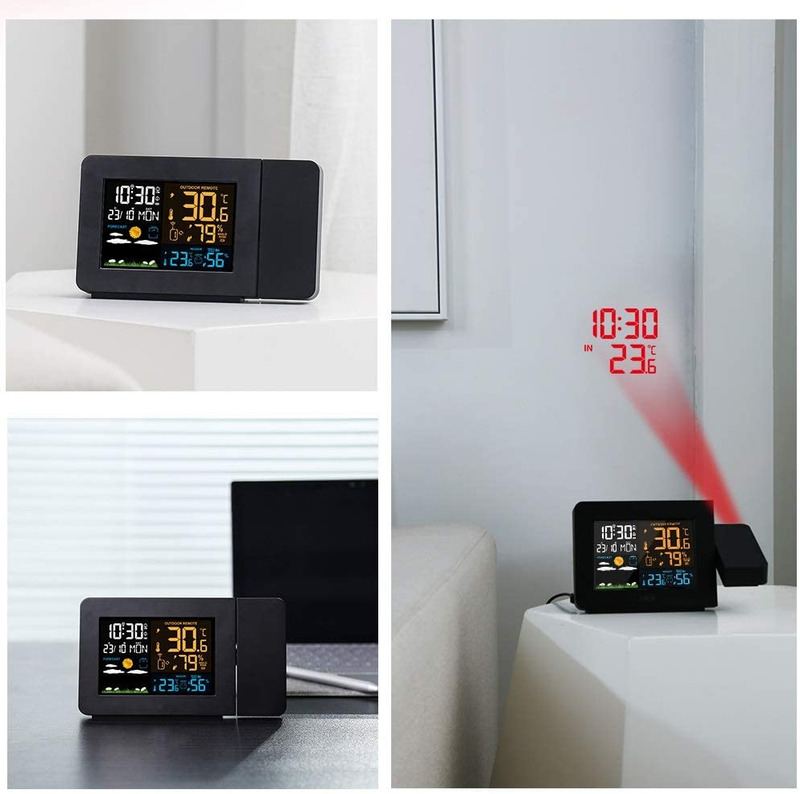 Projection Alarm Clock with Outdoor Sensor,Personal Weather Station for Bedrorom