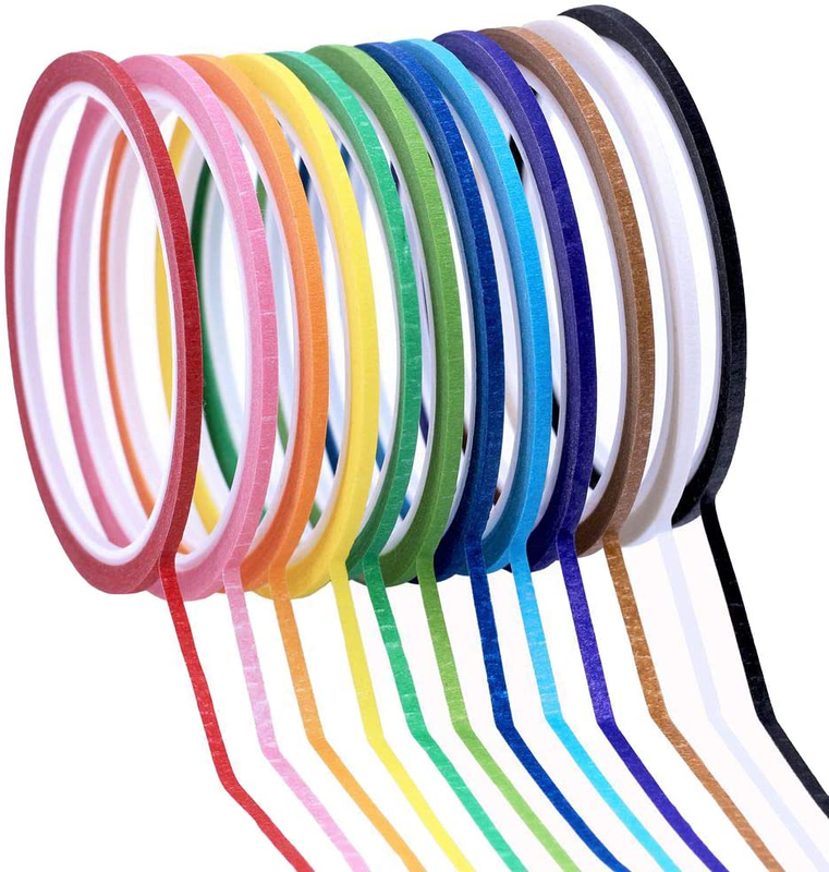 Supla 12 Colors 12 Rolls Whiteboard Gridding Tape Grid Marking Tapes 1/8