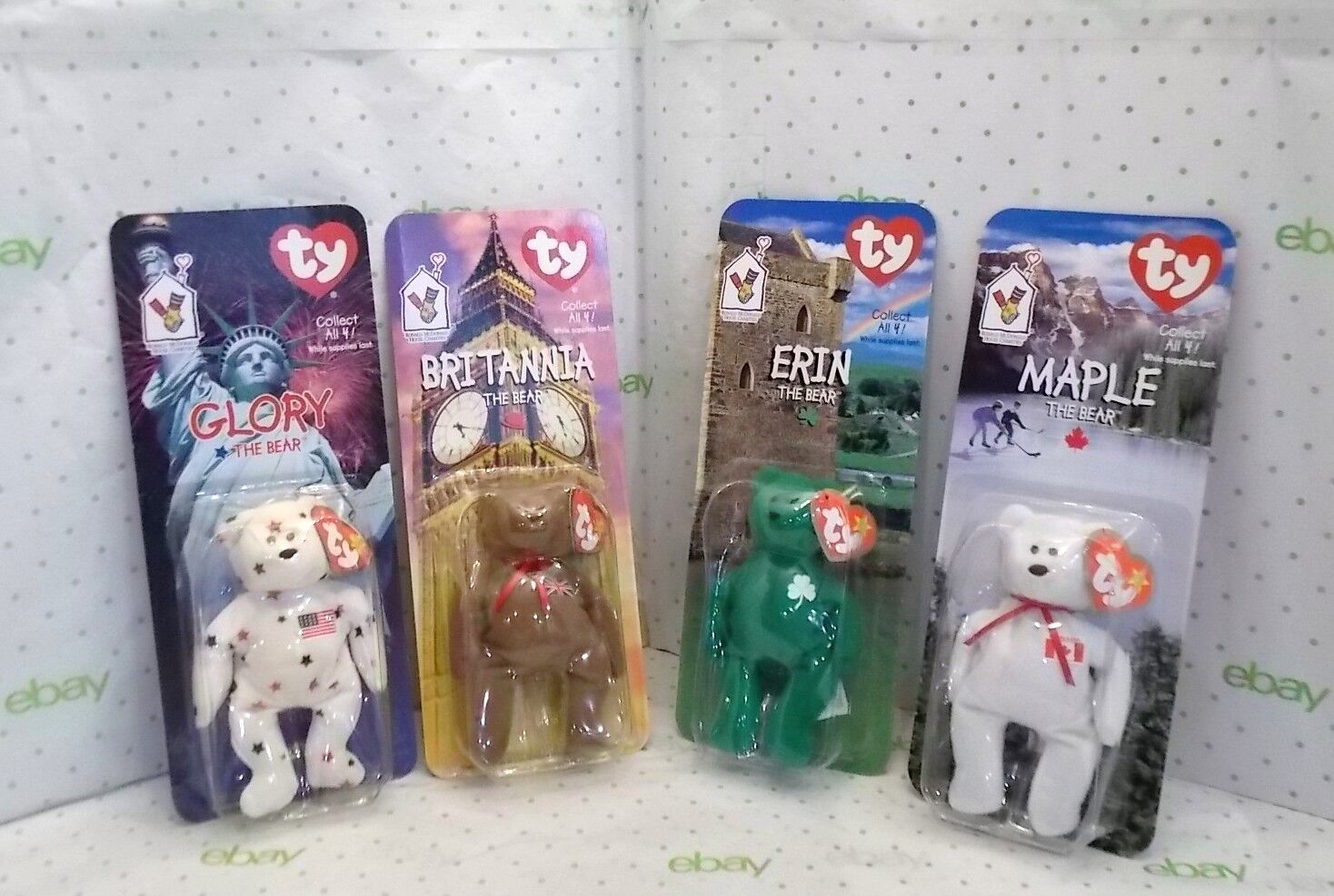 RARE RONALD MCDONALD WORLD COLLECTION TY BEANIE BABY SET OF RARE RONALD MCDONALD WORLD COLLECTION TY BEANIE BABY SET OF