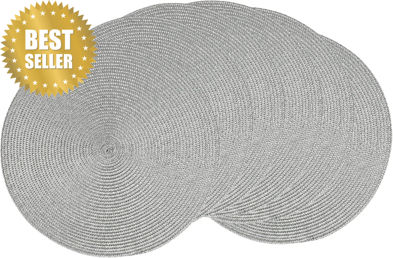 6 Pcs round Woven Placemats, 15.0Inch Natural Woven Heat-Resistant Table Mats fo
