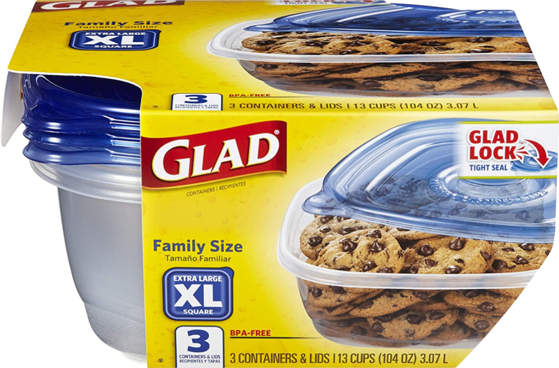 3pk GladWare Food Storage Containers, XL Square Food Storage