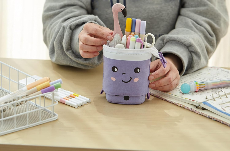 Cute Pen Pencil Telescopic Holder Pop up Stationery Case, Stand-Up Retractable T