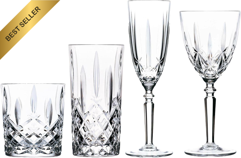 Crystal Orchestra 24Pc Glassware Set - Italian Cut Crystal Wine Glasses, Champag