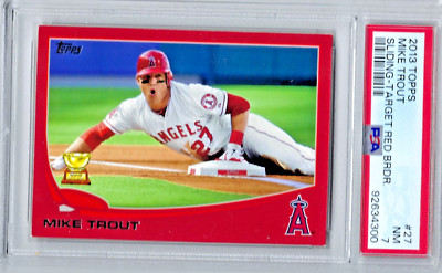 2013 Topps #27 Mike Trout Sliding-Target Red Border PSA NM 7 (JBC738)