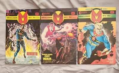 FIRST THREE issues MIRACLEMAN #1 #2 #3 Eclipse Comics ALAN MOORE 1985 FVF