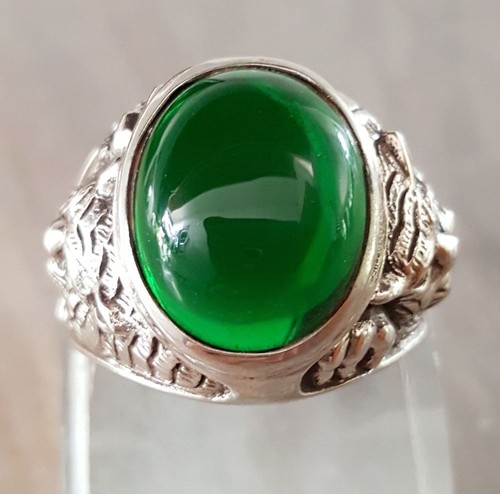 Silvershake Emerald Green Created Emerald Sterling Silver Ring - Size 9.5, 925 Silver - View #4