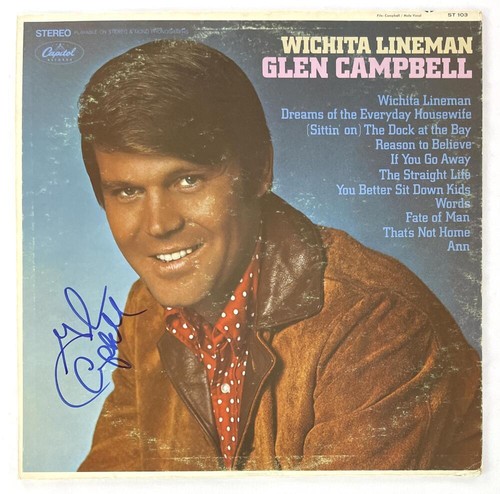 Glen Campbell Signed Autograph Album Vinyl Record LP Wichita
