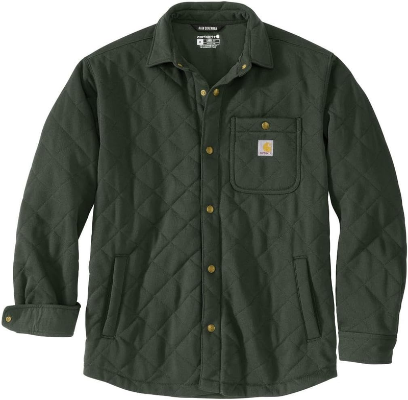 Carhartt mens Rain Defender Loose Fit Heavyweight Quilted Snap Front Shirt Jac