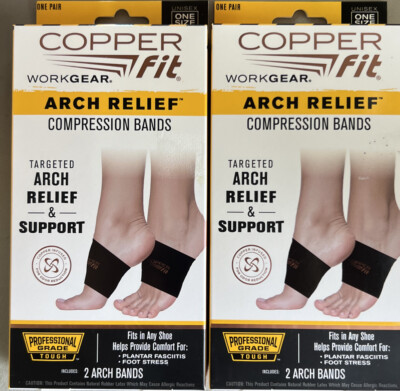 2-Copper Fit Work Gear Arch Relief Compression Bands, Professional Grade Tough