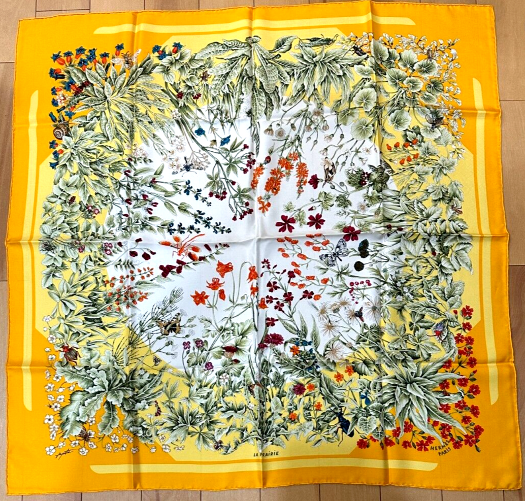VTG HERMES LA PRAIRIE Carré 90 100% Silk Scarf Excellent