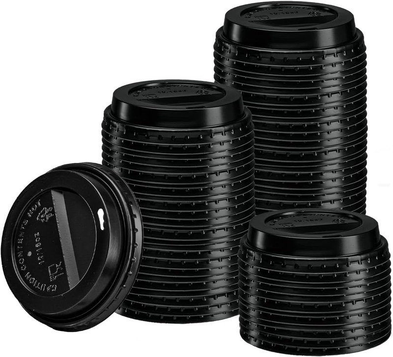 GUSTO Coffee Cup Dome Lids for 10, 12, 16, & 20 Oz. [100 Count] Black