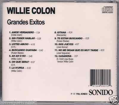 rare CD FANIA Willie Colon Grandes Exitos Amor verdadero 7:24 Gitana 6:24