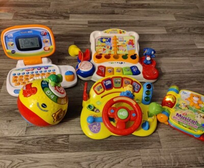 VTech Lot Of 5 Turn &Learn Driver, Musical Rhymes Book, Wiggle & Crawl Ball More