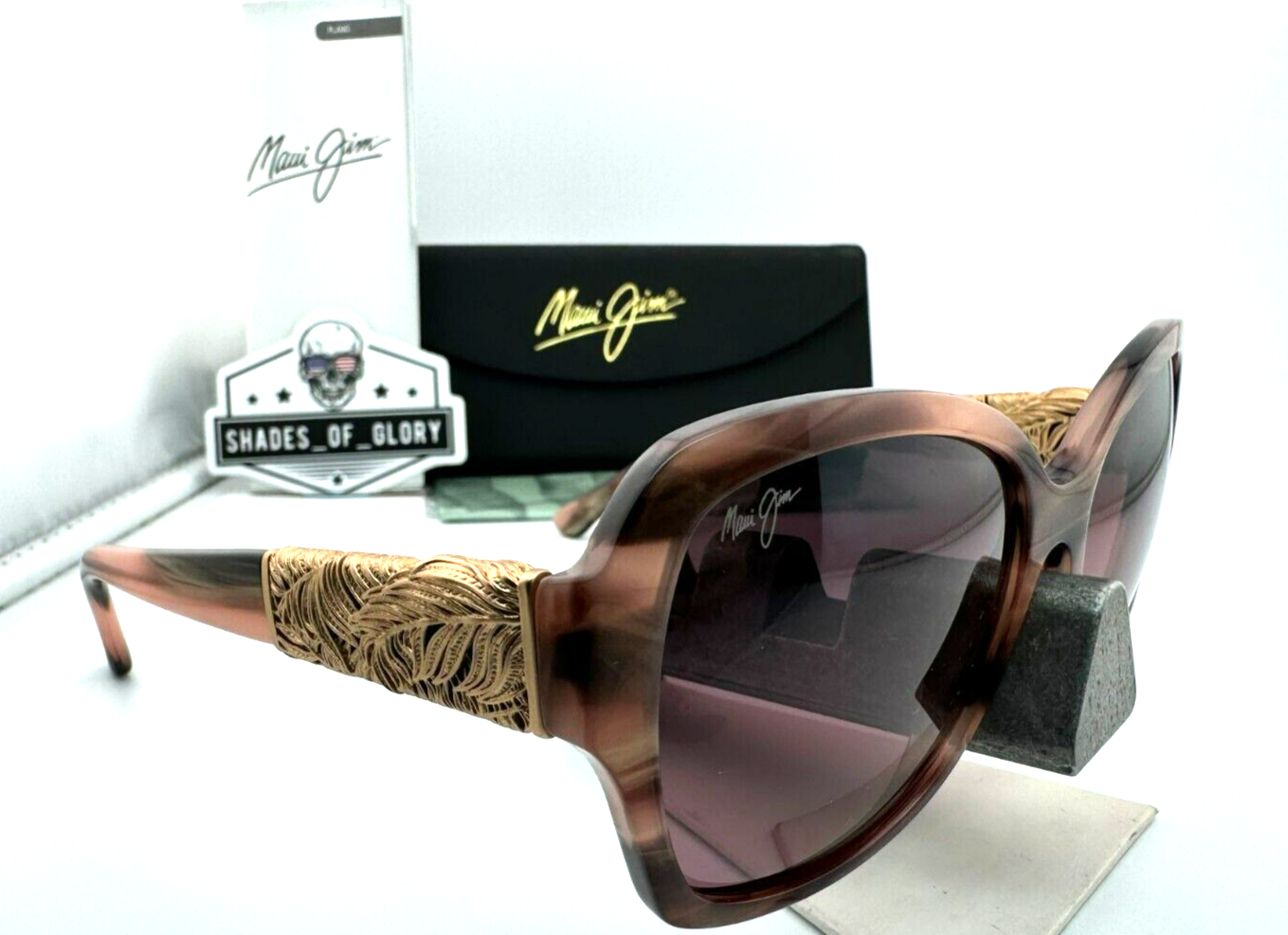 Pre-owned Maui Jim Swaying Palms Mj530-90 Pink Tortoise 24k Maui Rose Polarized Sunglasses