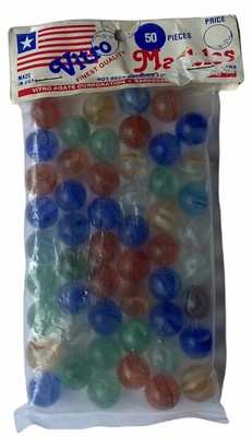 VITRO AGATE Bag of Marbles - 50 Vintage Glass Marbles 
