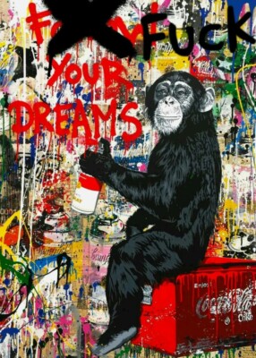 DEATH NYC ltd signed LG art print 45x32cm mr brainwash follow/fk your dreams COA