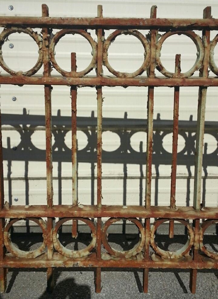 1920's Art Deco Iron Bridge Railing & Cast Iron Newel Posts 1100 Feet Available
