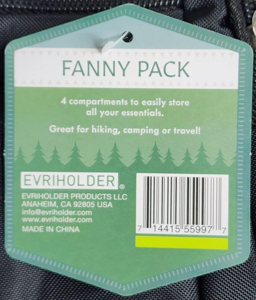 Evriholder Wanderlust Black 4-Compartments Fanny Pack BRAND NEW