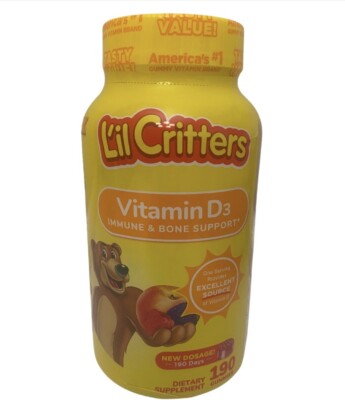 ON SALE Lil Critters Kids Calcium Gummy Bears Vitamin D3 190 Gummies
