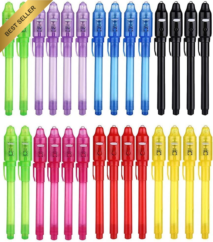 Invisible Ink Pen 28Pcs Spy Pen Invisible Disappearing Ink Pen with UV Light Mag